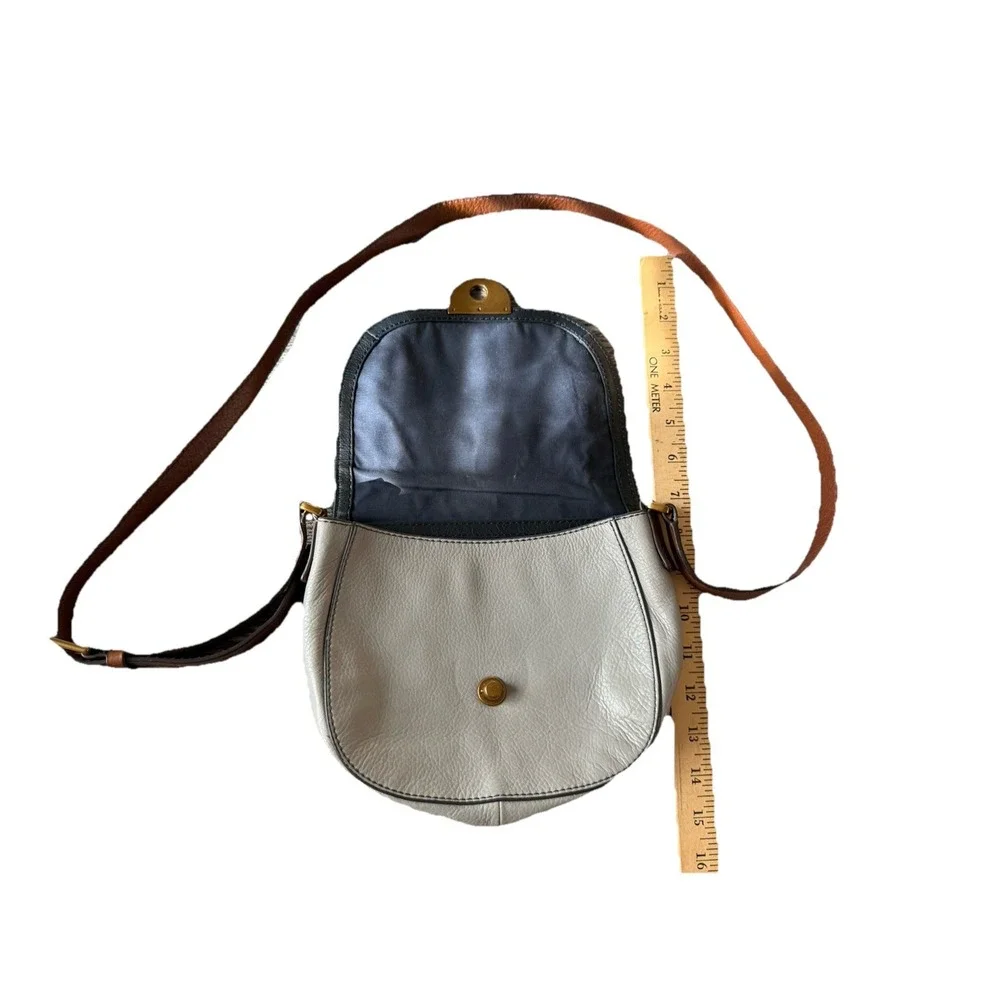 Fossil Long Live Vintage 1954 Blue And Gray Leather Flap Crossbody Bag Purse